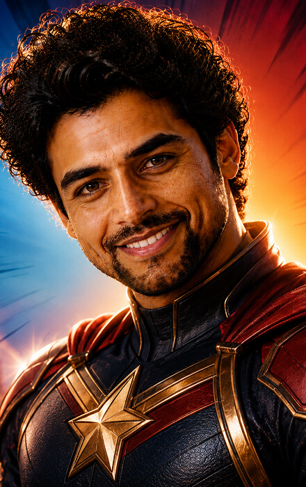 Superhero generated with PictureAI